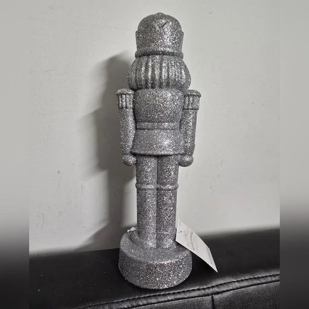 New Target 2024 Silver Glittered Christmas Decorative Nutcracker, 11.5 in H
